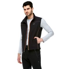 Evolite Men’s Neon Softshell Vest - Black/Orange L