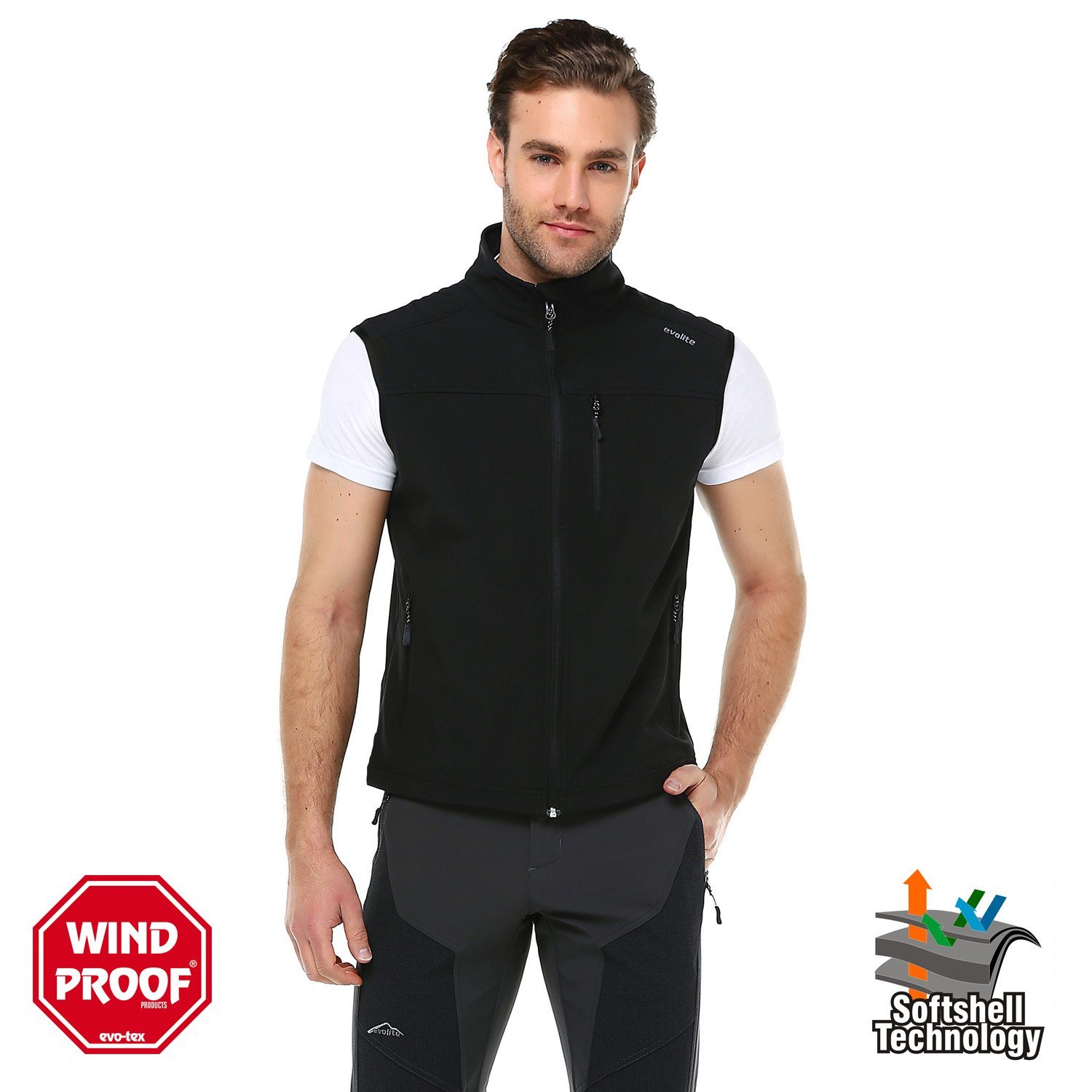 Evolite Men’s Krypton Softshell Vest - Black
