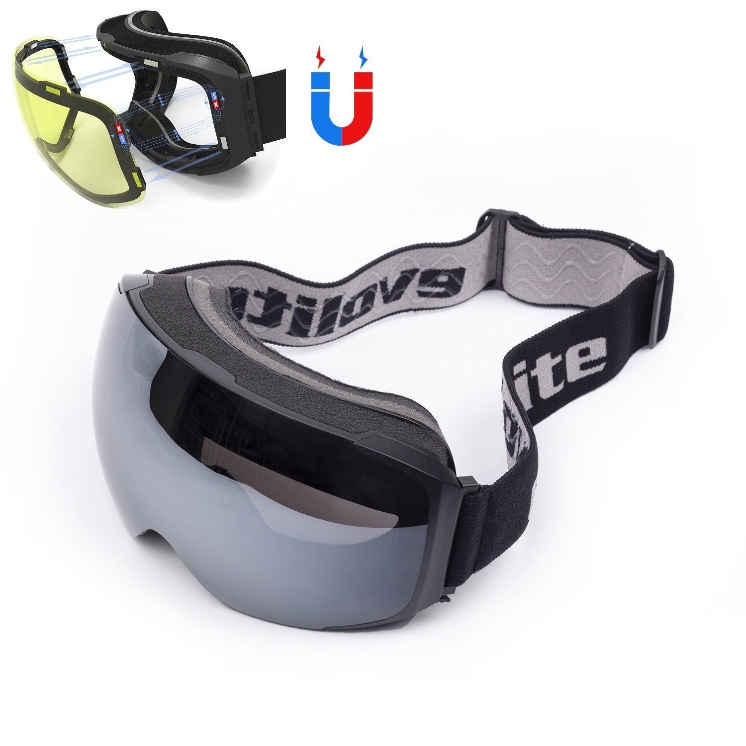 Evolite Chamelon Magnetic Ski Goggles - Black