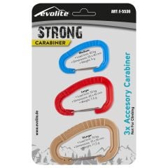 Evolite Strong Carabiner Set Of 3 - Beige/Red/Blue
