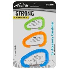 Evolite Strong Carabiner Set Of 3 -  Blue/Orange/Green