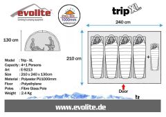Evolite Trip Xl Mono Dome 4+1 Person Camp Tent