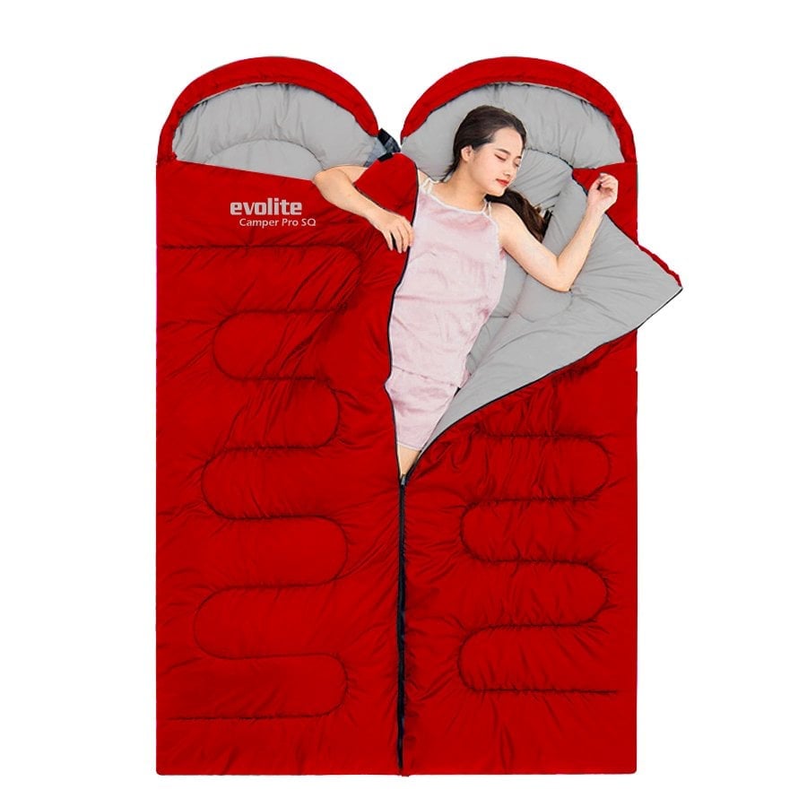 Evolite Camper Pro SQ Connectable Double Sleeping Bag – Red
