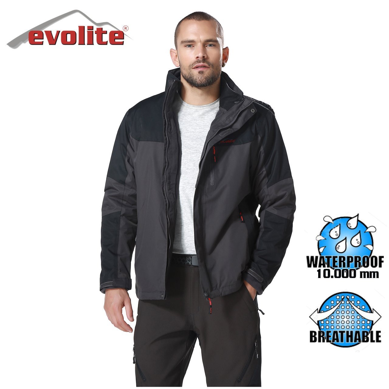 Evolite Men’s Diva 3in1 Jacket - Grey/Black XL
