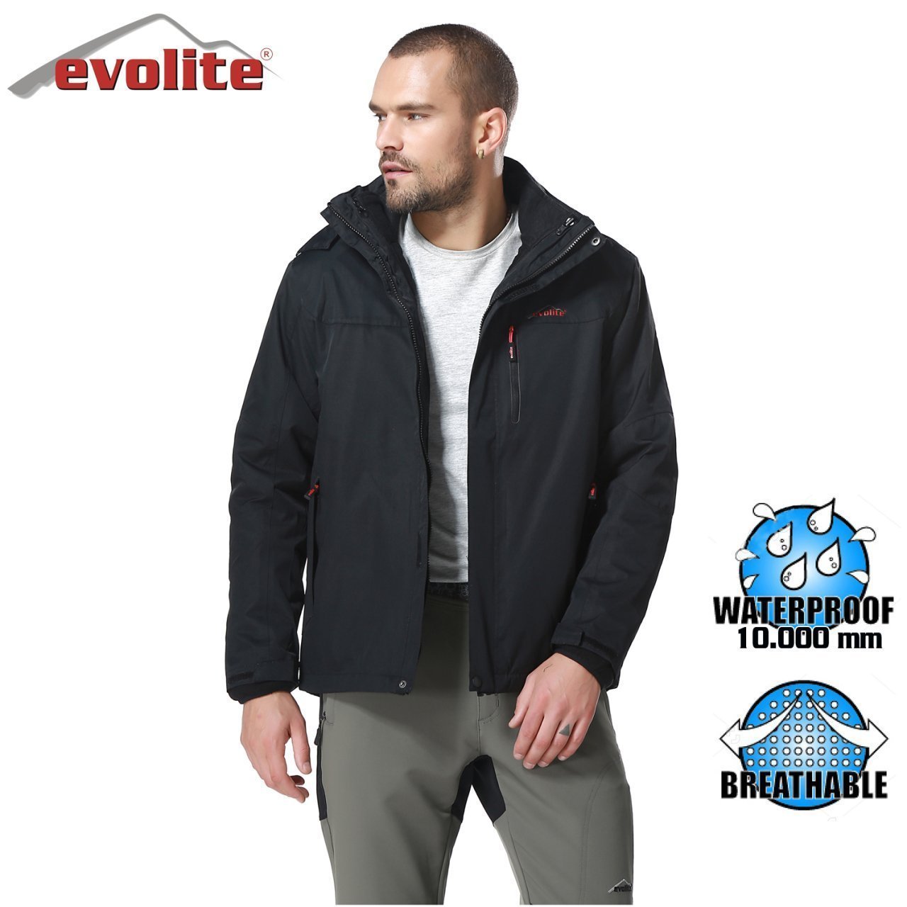 Evolite Men’s Diva 3in1 Jacket - Black/Black M