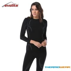 Evolite Women’s Thermowear Top Baselayer - Black/Grey L-XL