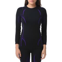 Evolite Women’s Thermowear Top Baselayer - Black/Purple S-M