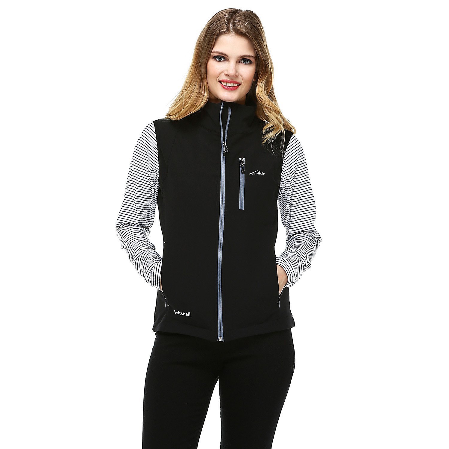 Evolite Women’s Neon Softshell Vest - Black/Grey L